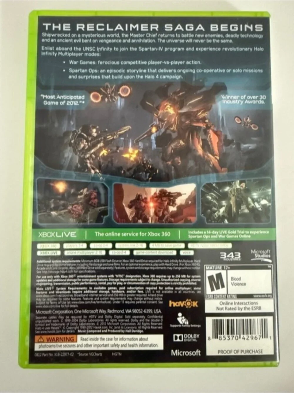 Halo 4 Xbox 360 Complete 2-Disc Set w/ Manual & Inserts